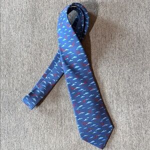 Hermes Blue and Red Patterned Tie